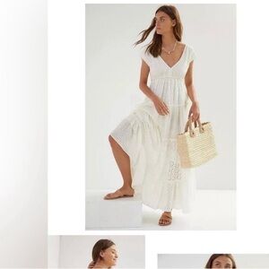 White tiered, eyelet dress by Anthropologie.